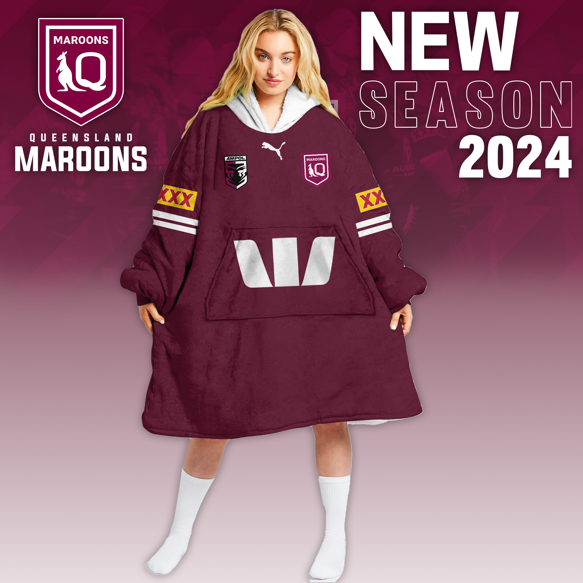 Queensland Maroons Blanket Hoodie Personalized - Famjoys Queensland Maroons Blanket Hoodie Personalized - Famjoys