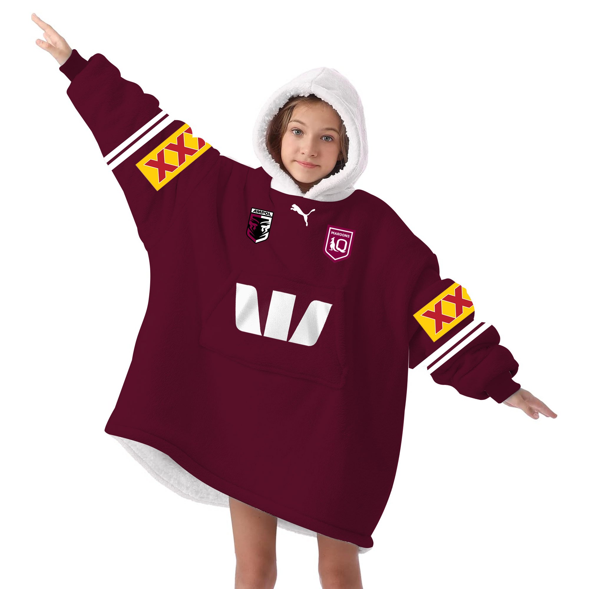 Queensland Maroons Blanket Hoodie Personalized - Famjoys Queensland Maroons Blanket Hoodie Personalized - Famjoys