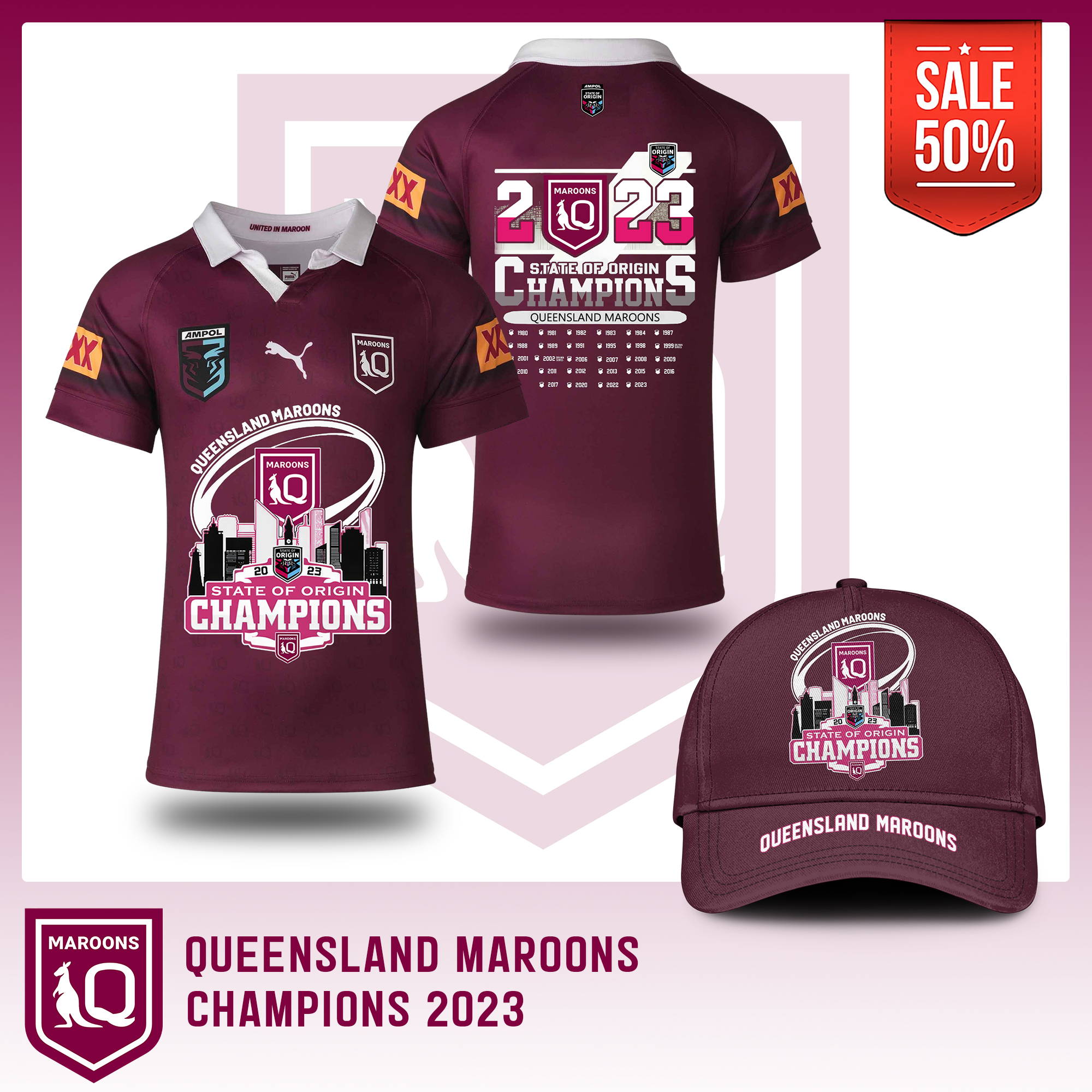 Queensland Maroons Champions 2023 Premium Jersey - Famjoys Queensland Maroons Champions 2023 Premium Jersey - Famjoys