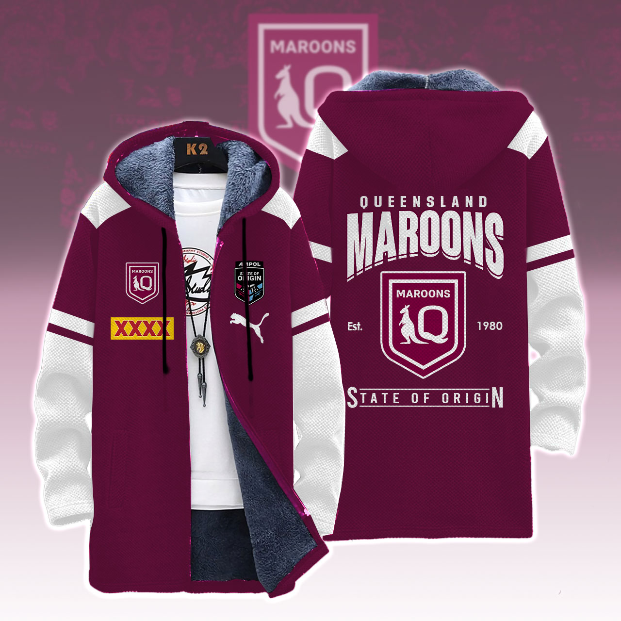 Queensland Maroons Fleece Wind Jacket - Famjoys Queensland Maroons Fleece Wind Jacket - Famjoys