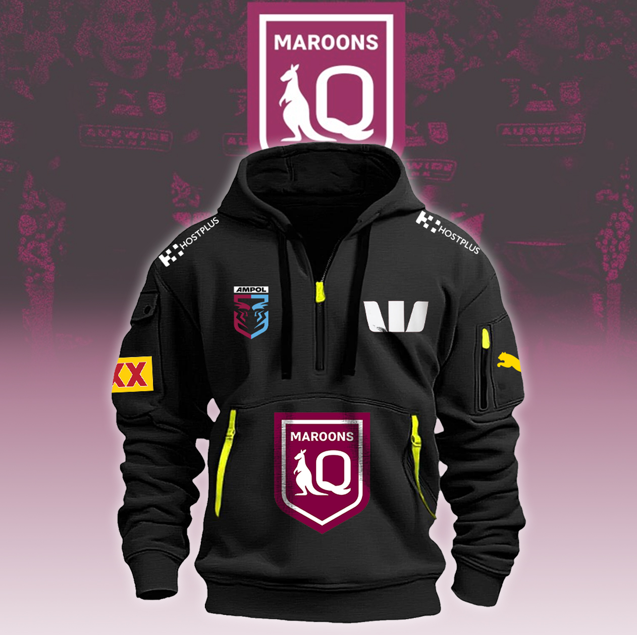 Queensland Maroons New Zip Hoodie - Famjoys Queensland Maroons New Zip Hoodie - Famjoys