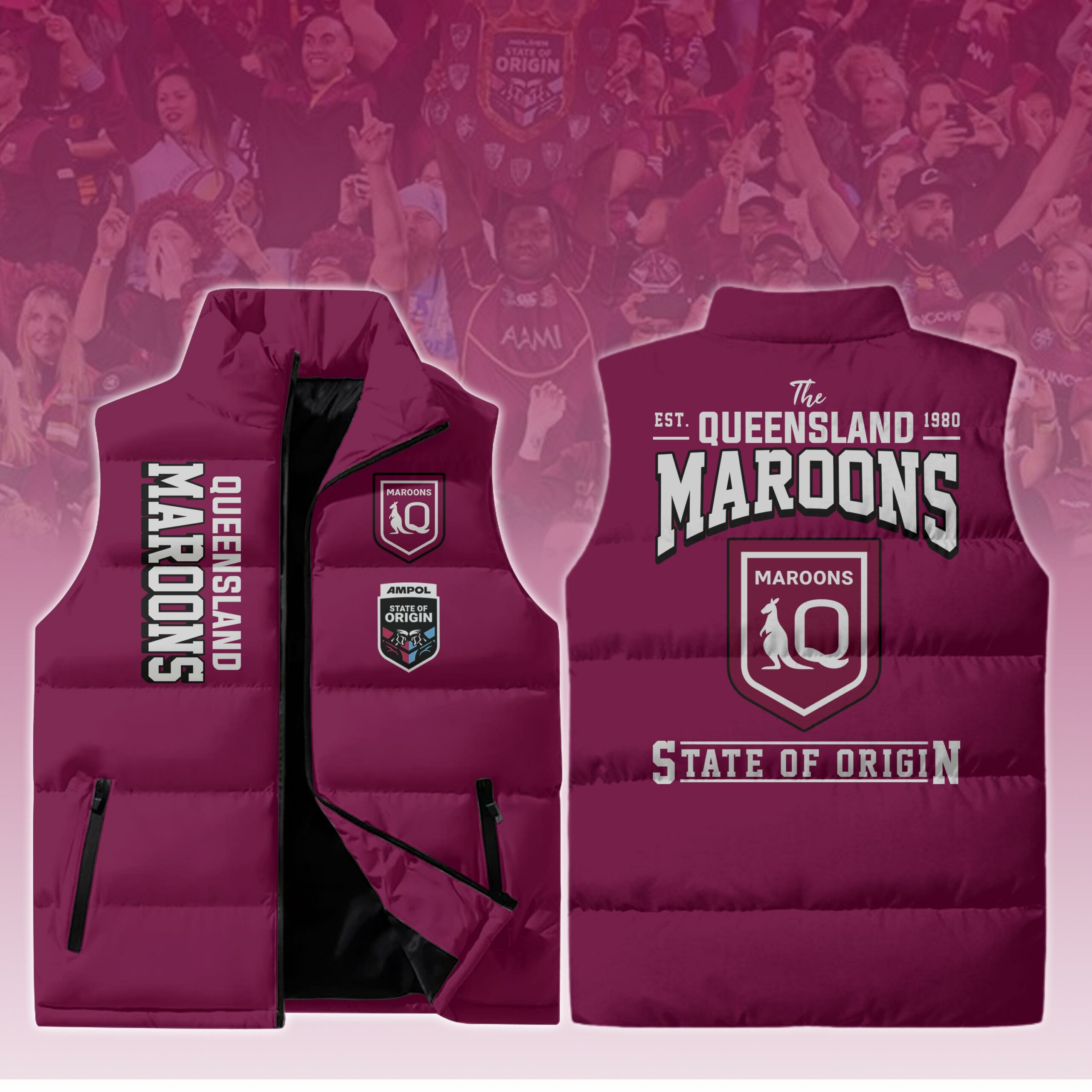 Queensland Maroons Sleeveless Jacket - Famjoys Queensland Maroons Sleeveless Jacket - Famjoys