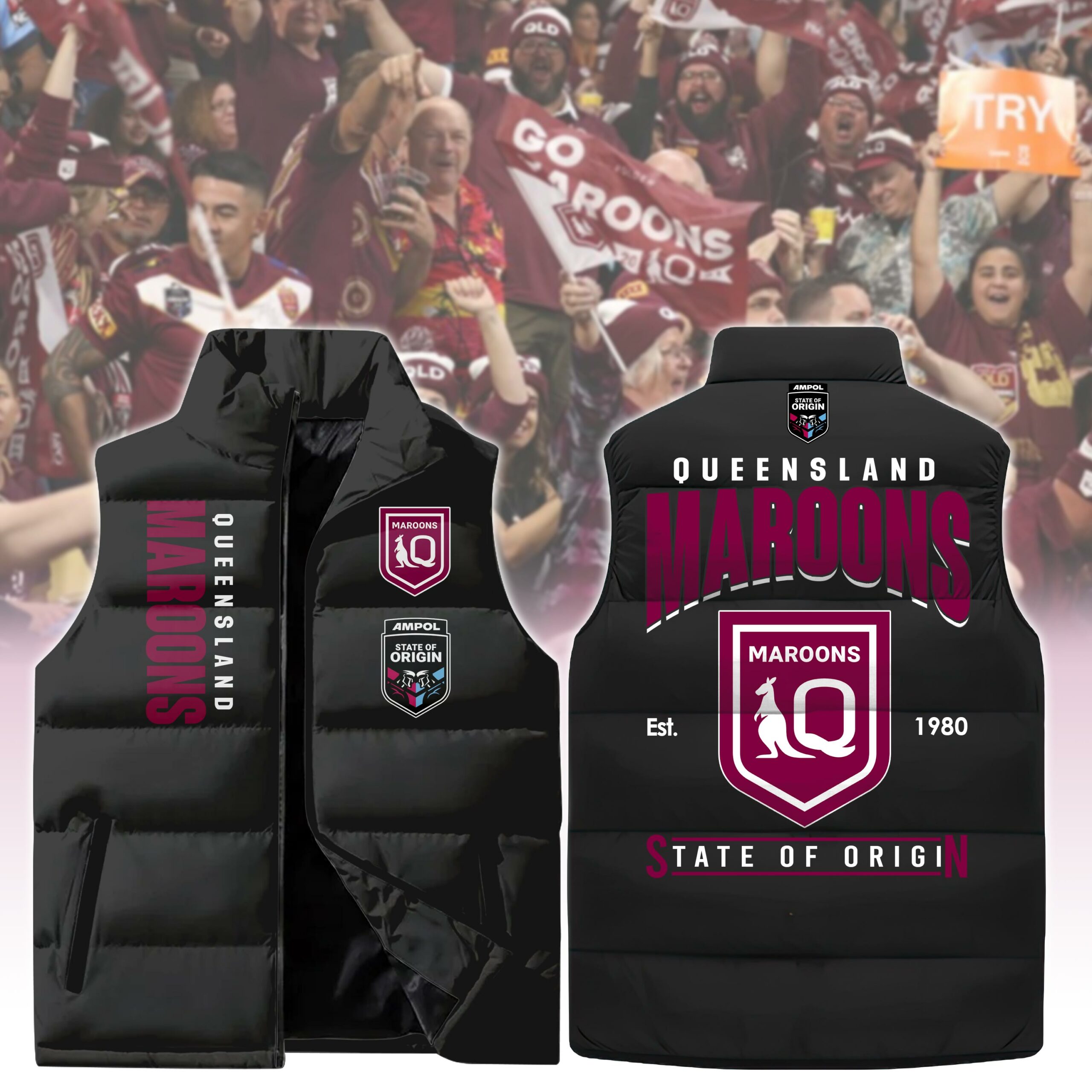 Queensland Maroons Sleeveless Jacket - Famjoys Queensland Maroons Sleeveless Jacket - Famjoys