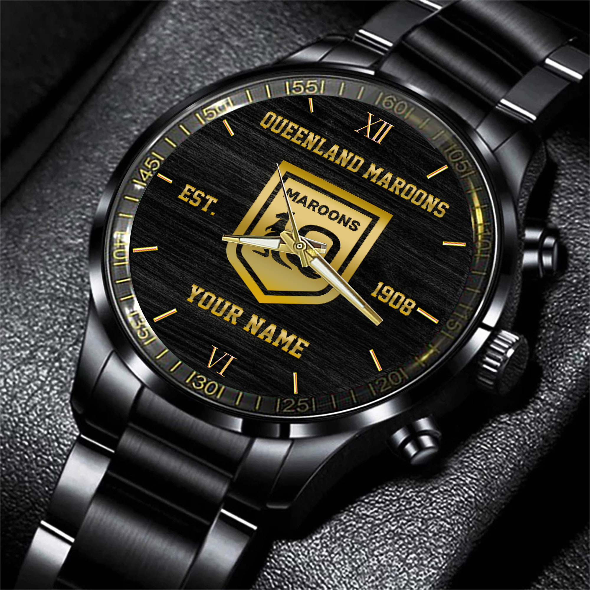 Queensland Maroons Stainless Steel Watch Custom Your Name - Famjoys Queensland Maroons Stainless Steel Watch Custom Your Name - Famjoys