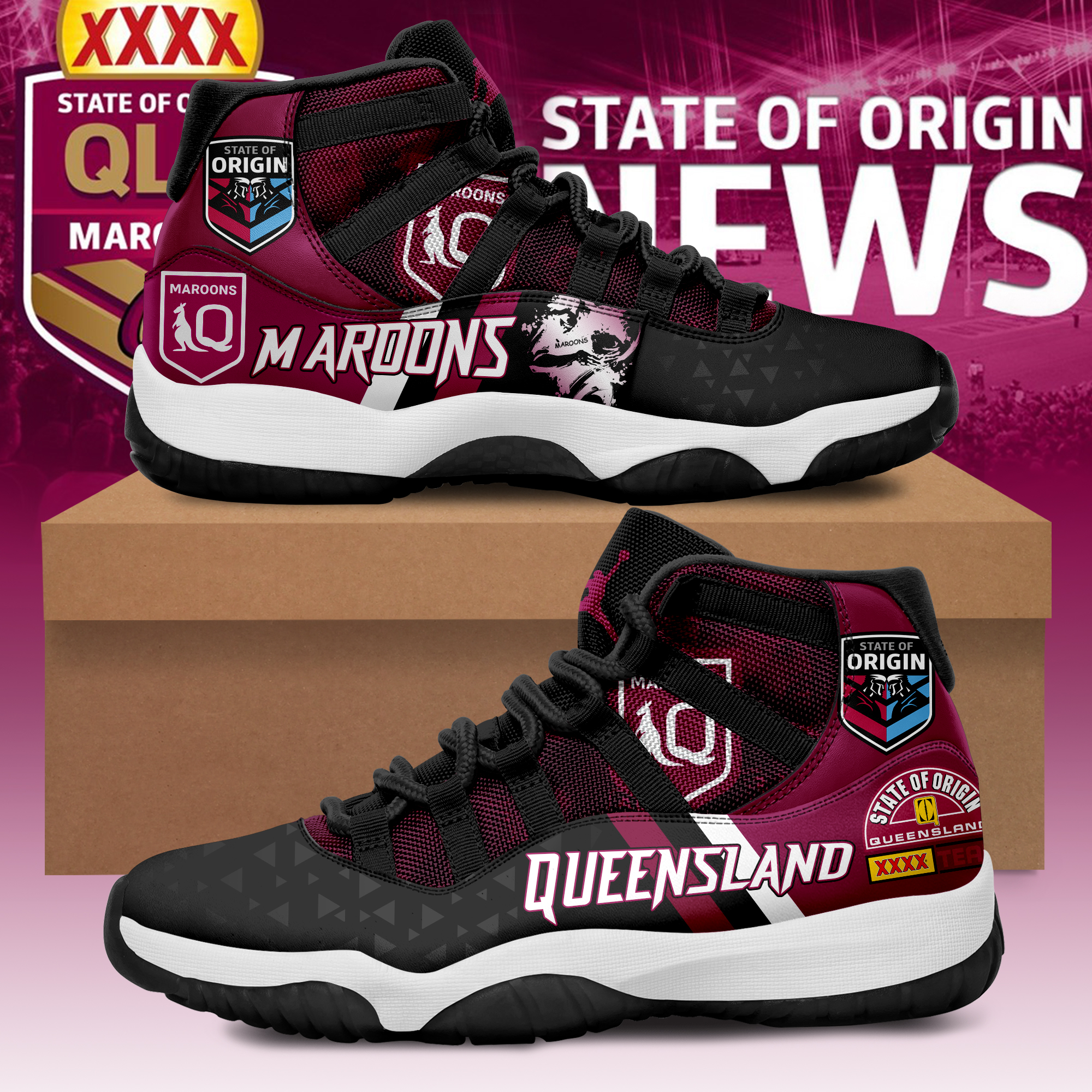 QueenslandMaroons Sneakers - Famjoys QueenslandMaroons Sneakers - Famjoys