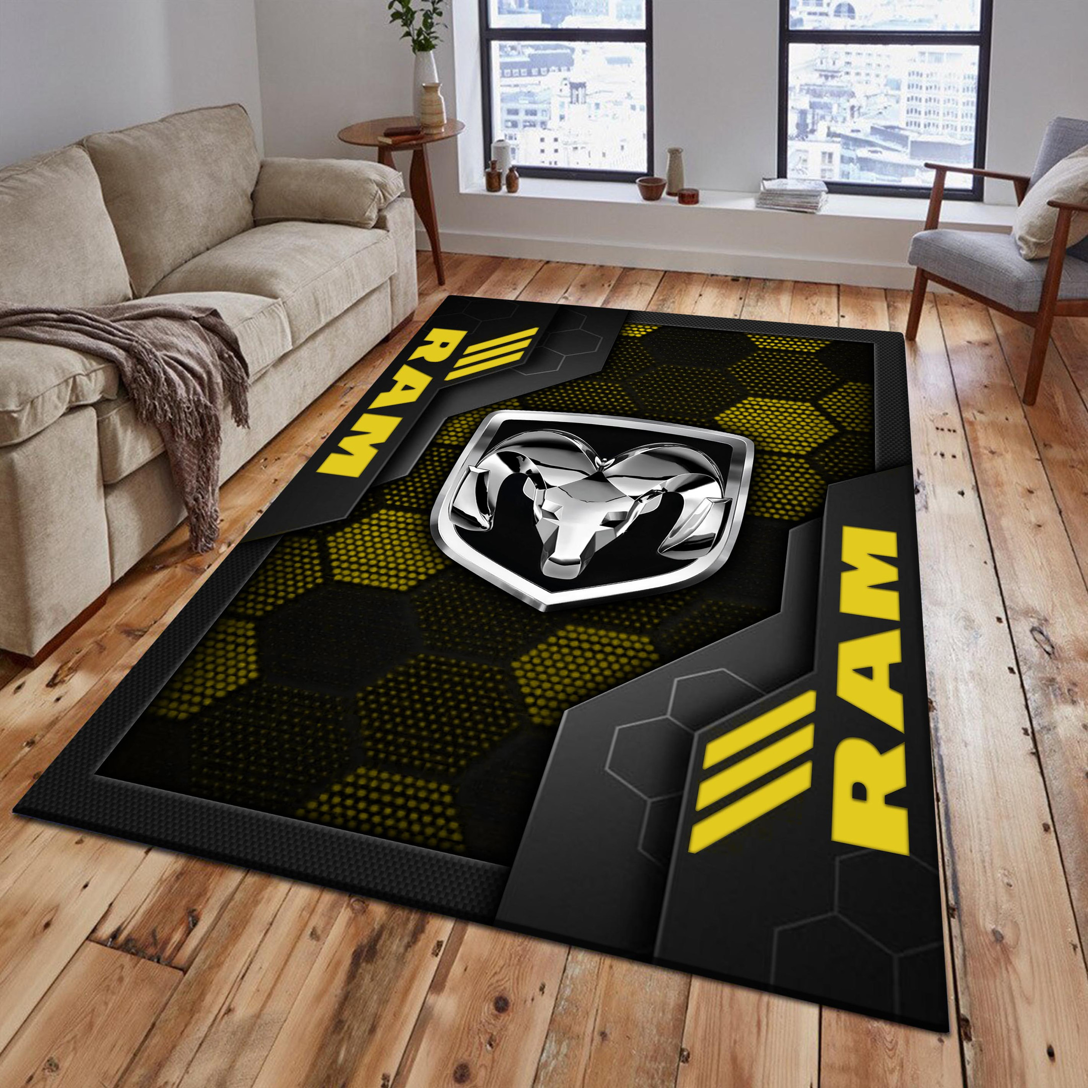 Ram truck Area Rugs 2558 Multicolor - Famjoys Ram truck Area Rugs 2558 Multicolor - Famjoys