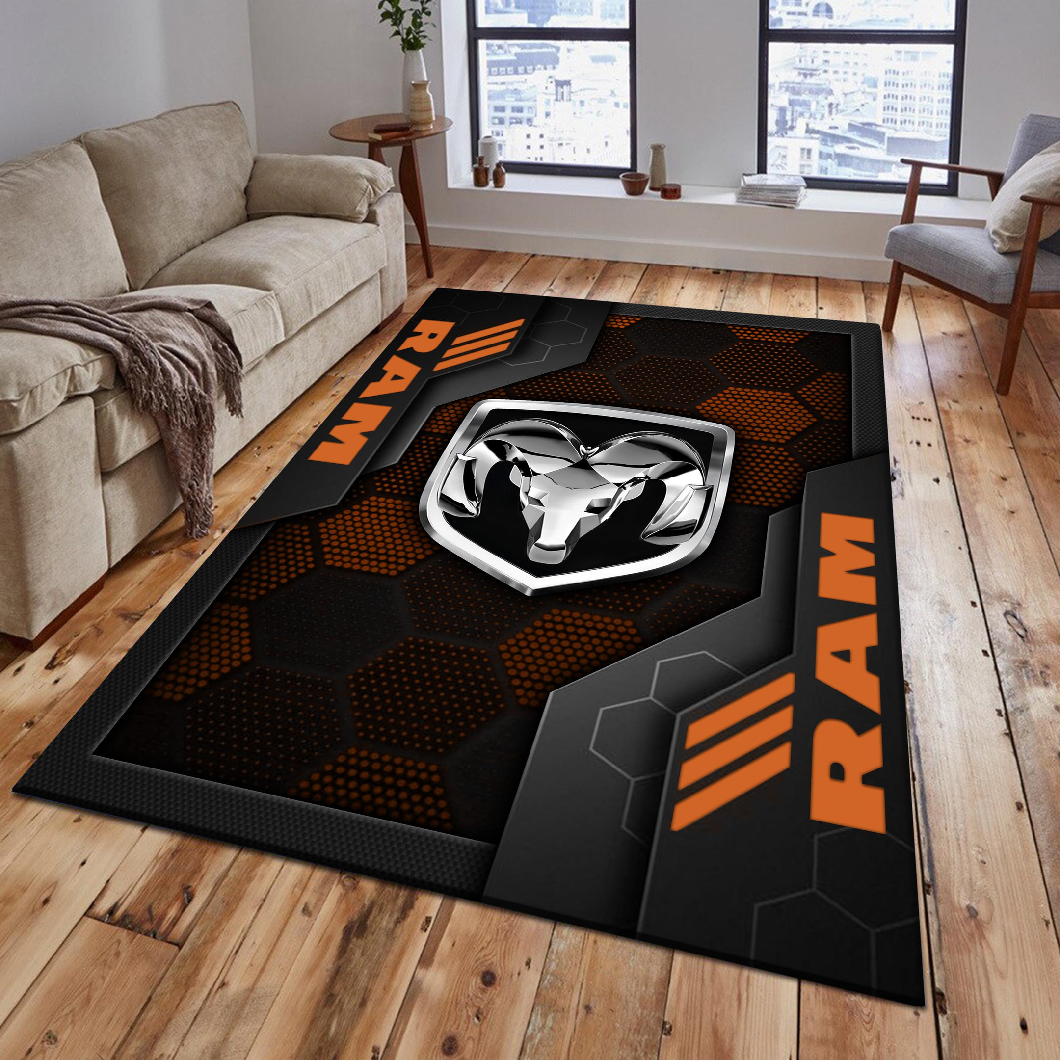 Ram truck Area Rugs 2558 Multicolor - Famjoys Ram truck Area Rugs 2558 Multicolor - Famjoys