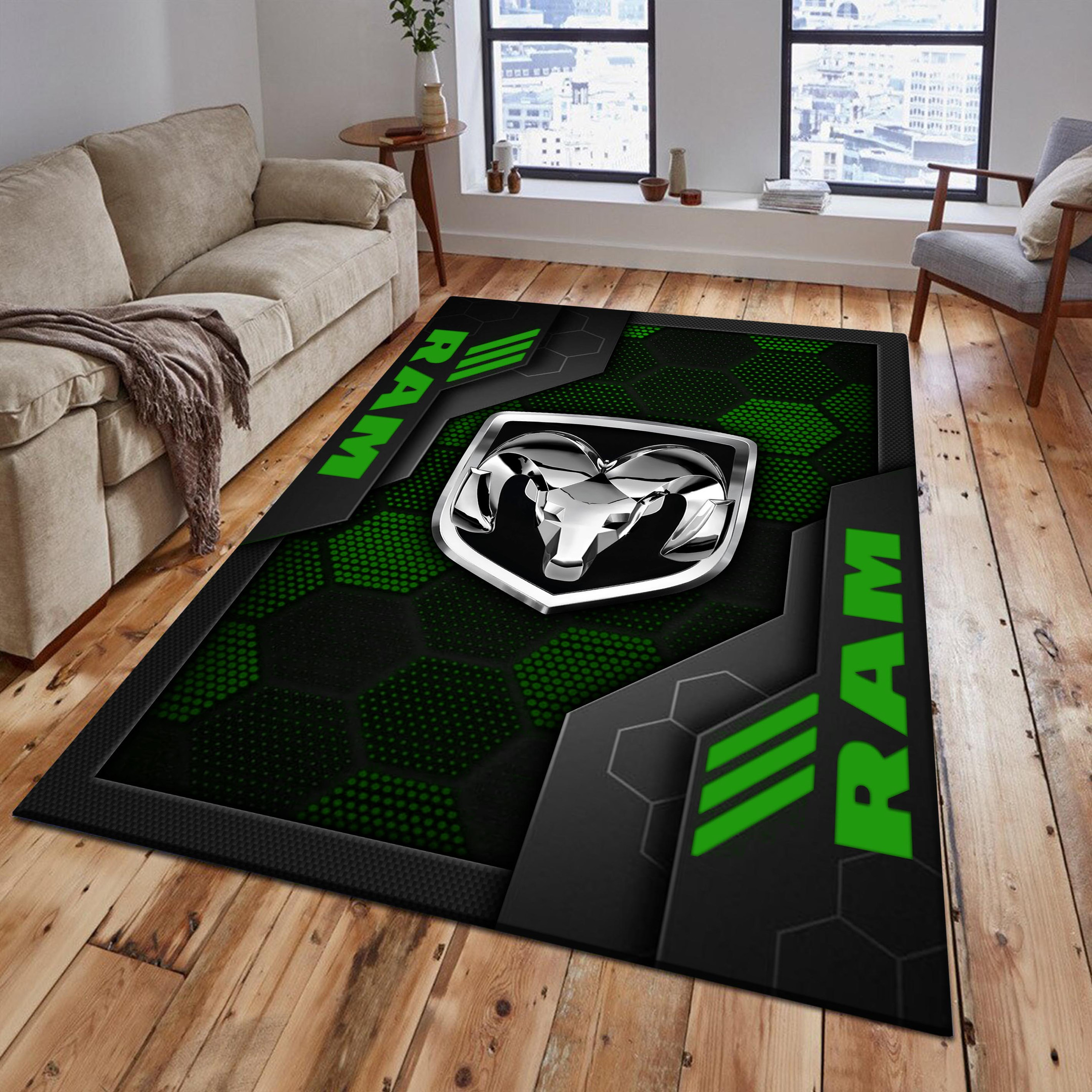 Ram truck Area Rugs 2558 Multicolor - Famjoys Ram truck Area Rugs 2558 Multicolor - Famjoys