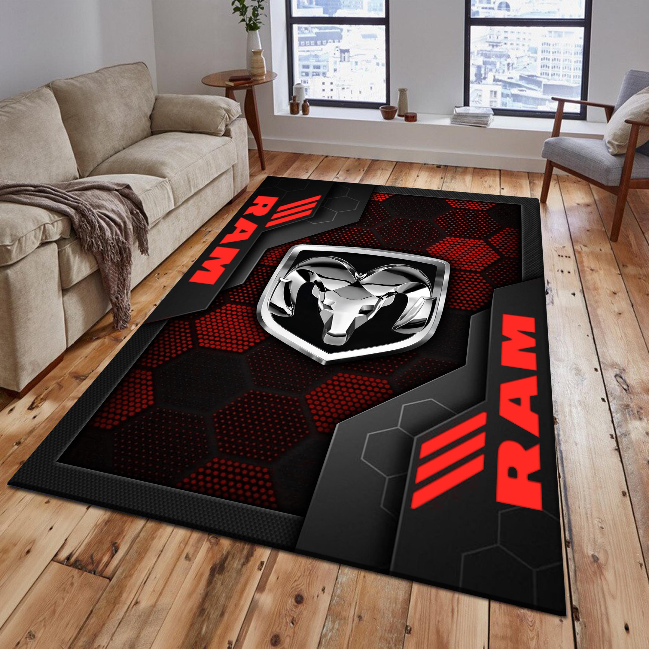 Ram truck Area Rugs 2558 Multicolor - Famjoys Ram truck Area Rugs 2558 Multicolor - Famjoys