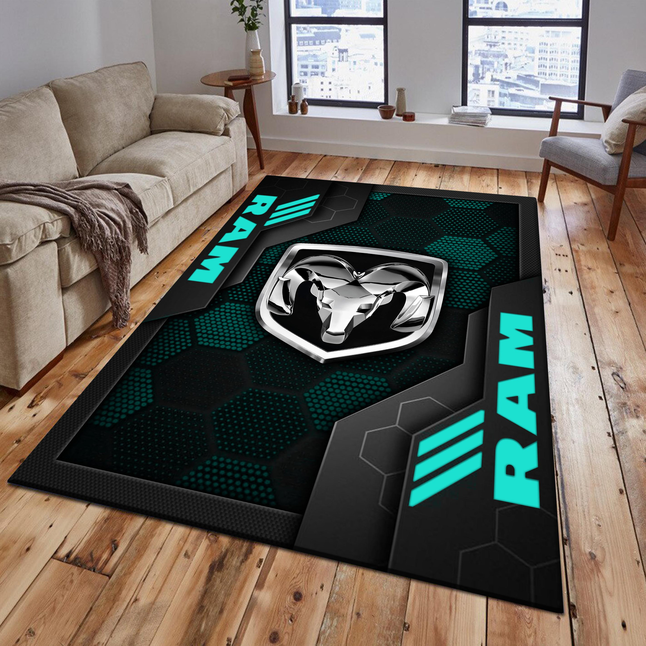 Ram truck Area Rugs 2558 Multicolor - Famjoys Ram truck Area Rugs 2558 Multicolor - Famjoys
