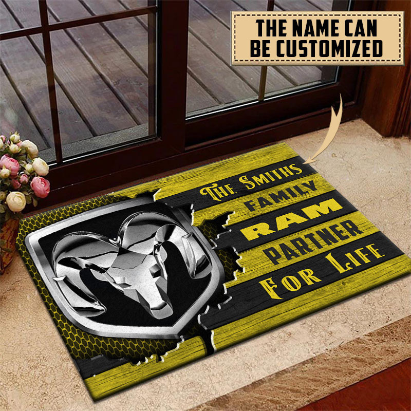 Ram truck Doormat Custom Name, Multicolor - Famjoys Ram truck Doormat Custom Name, Multicolor - Famjoys