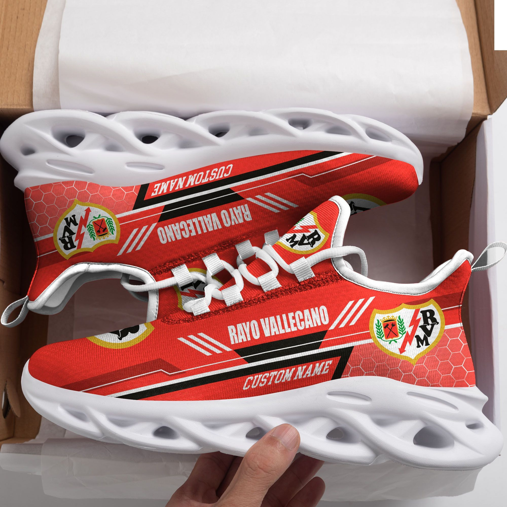 Rayo Vallecano Custom Personalized Max Soul Sneakers Shoes - Famjoys Rayo Vallecano Custom Personalized Max Soul Sneakers Shoes - Famjoys