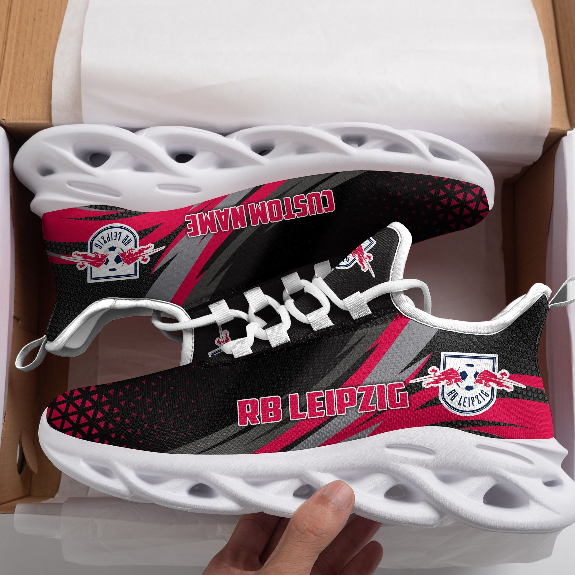 RB Leipzig Triangle Custom Personalized Max Soul Sneakers Shoes - Famjoys RB Leipzig Triangle Custom Personalized Max Soul Sneakers Shoes - Famjoys
