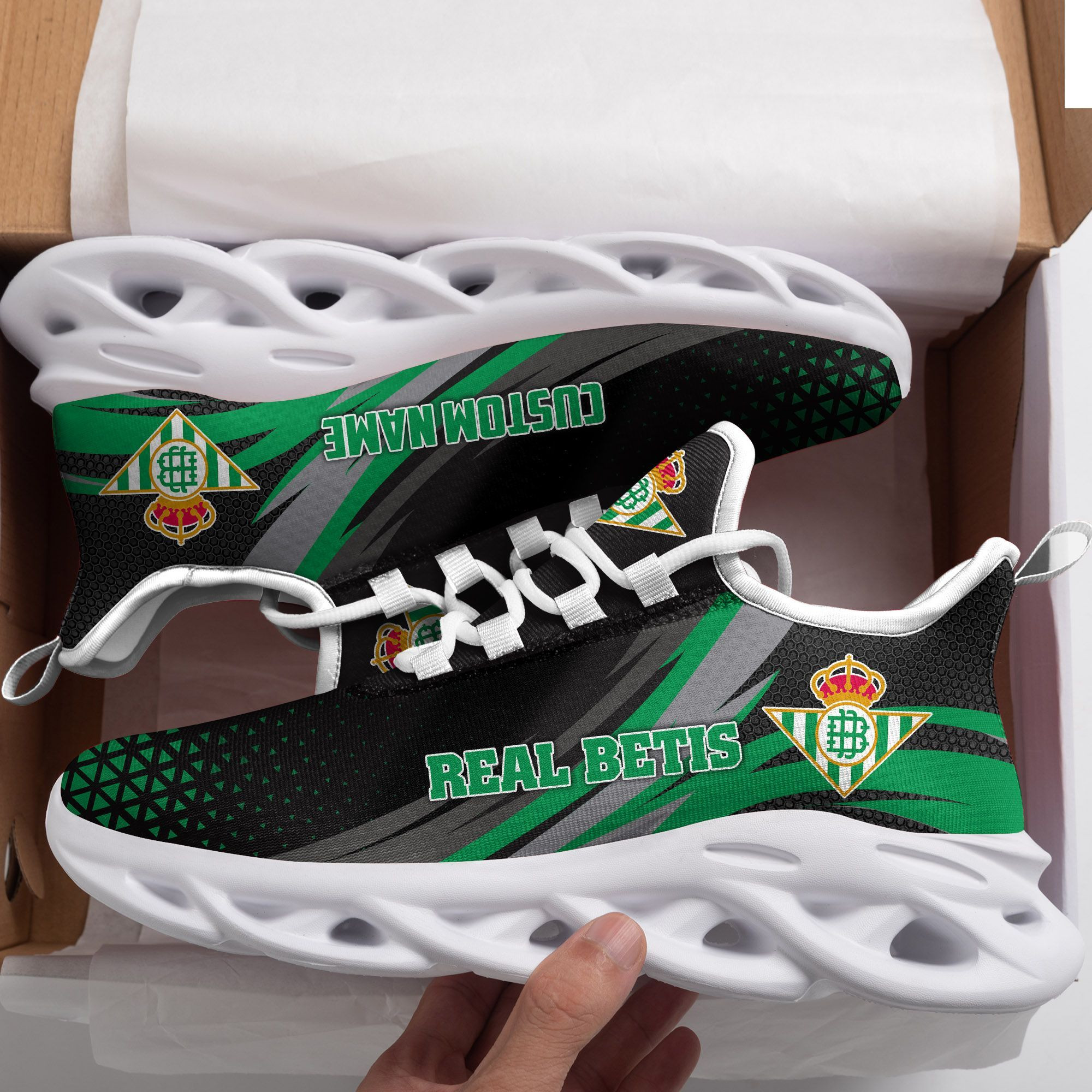 Real Betis Triangle Custom Personalized Max Soul Sneakers Shoes - Famjoys Real Betis Triangle Custom Personalized Max Soul Sneakers Shoes - Famjoys