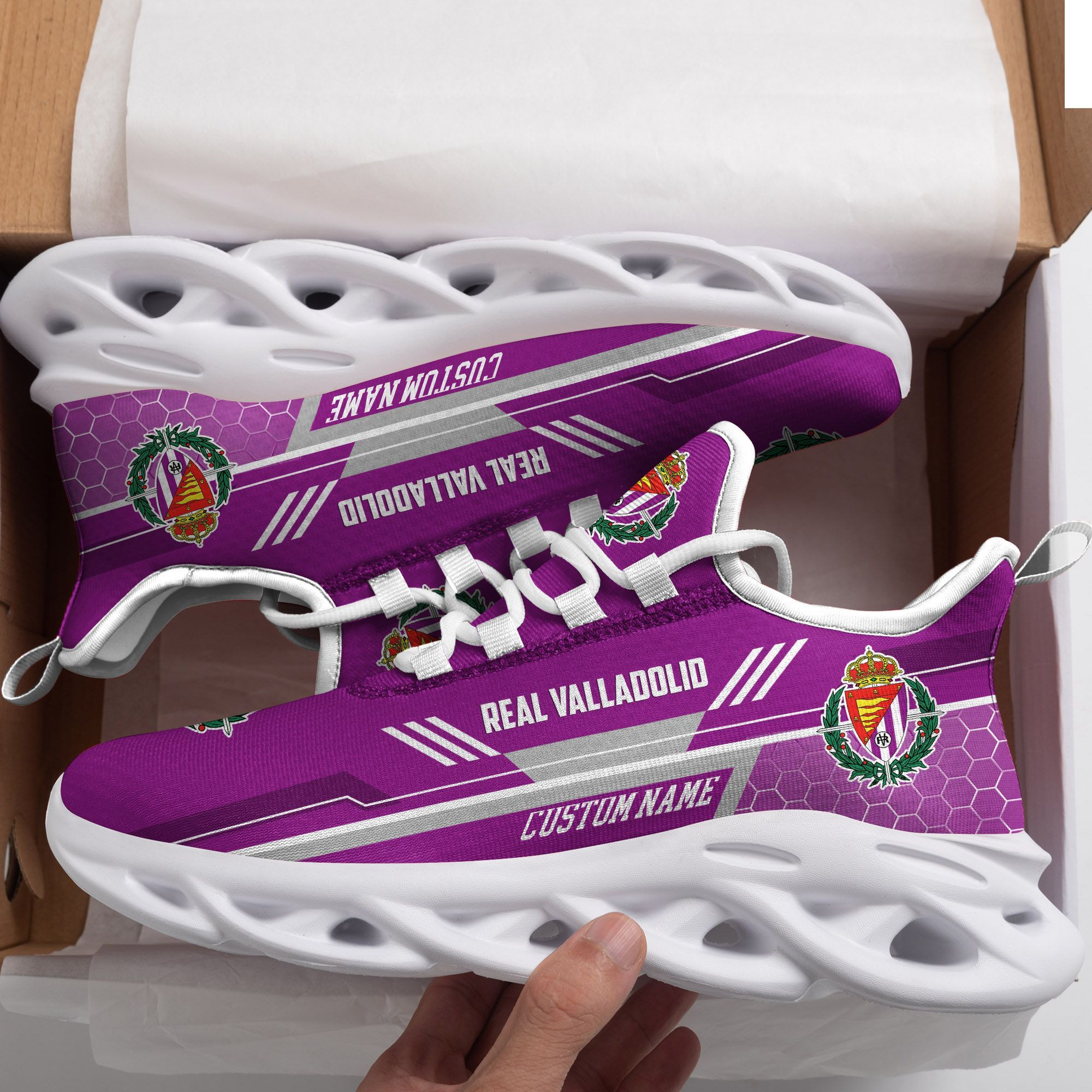 Real Valladolid Custom Personalized Max Soul Sneakers Shoes - Famjoys Real Valladolid Custom Personalized Max Soul Sneakers Shoes - Famjoys