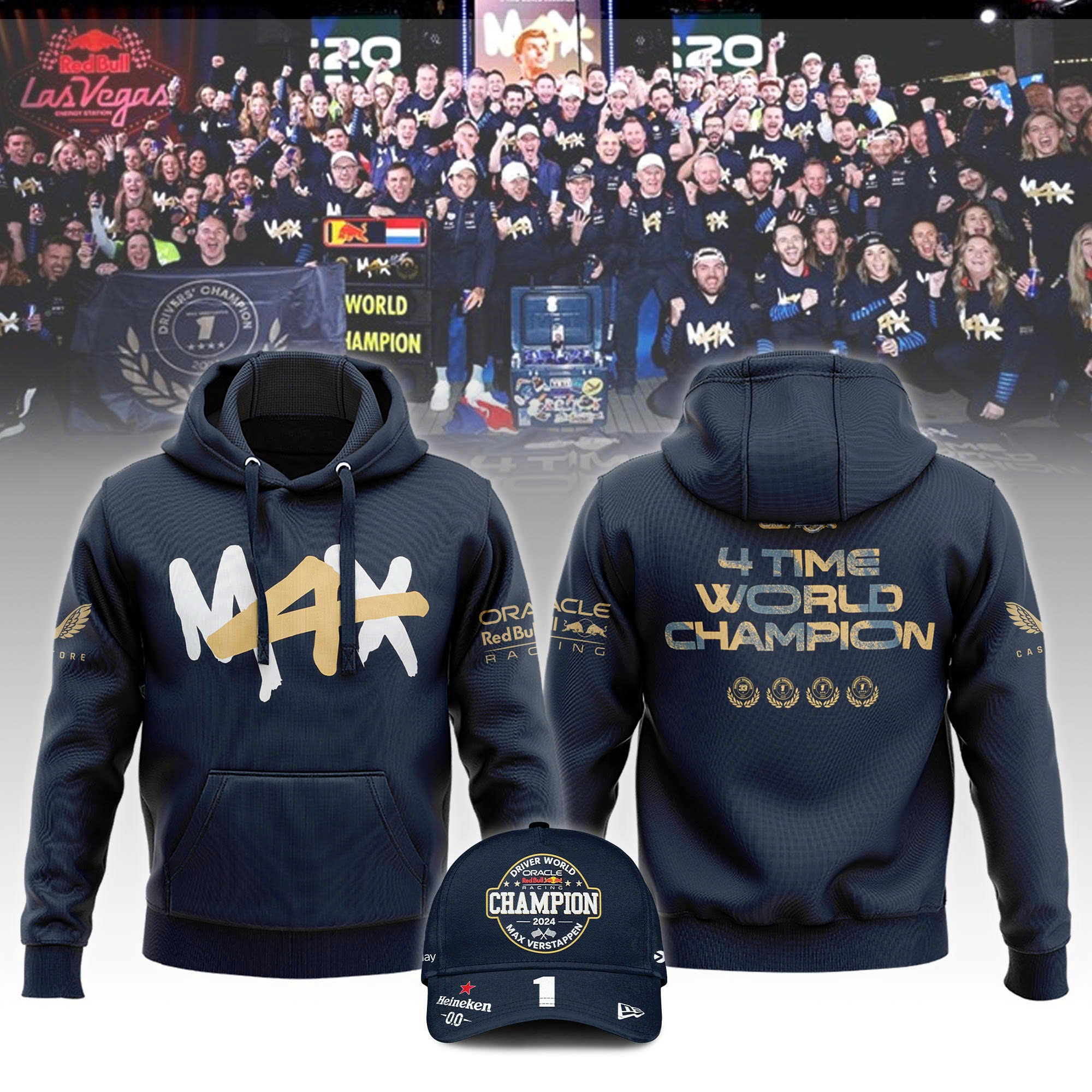 Red Bull Racing Max Verstappen Las Vegas F1 Champion Hoodie - Famjoys Red Bull Racing Max Verstappen Las Vegas F1 Champion Hoodie - Famjoys