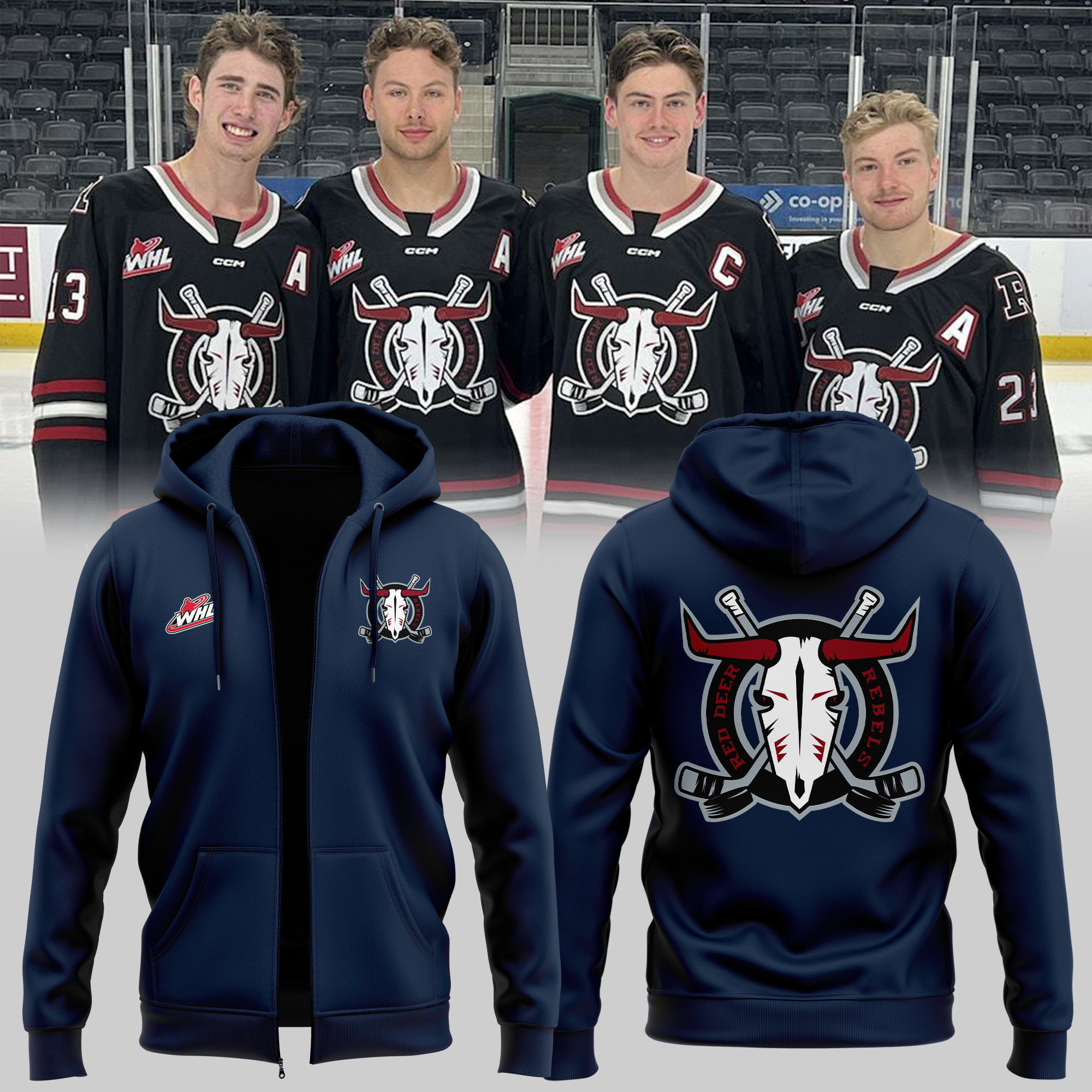 Red Deer Rebels 2025 Zip Hoodie - Famjoys Red Deer Rebels 2025 Zip Hoodie - Famjoys