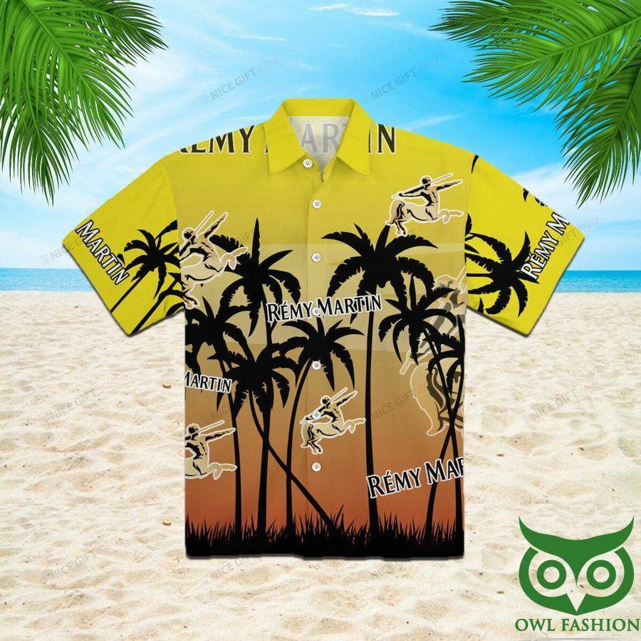 Remy Martin Gradient Yellow Hawaiian Shirt - Famjoys Remy Martin Gradient Yellow Hawaiian Shirt - Famjoys