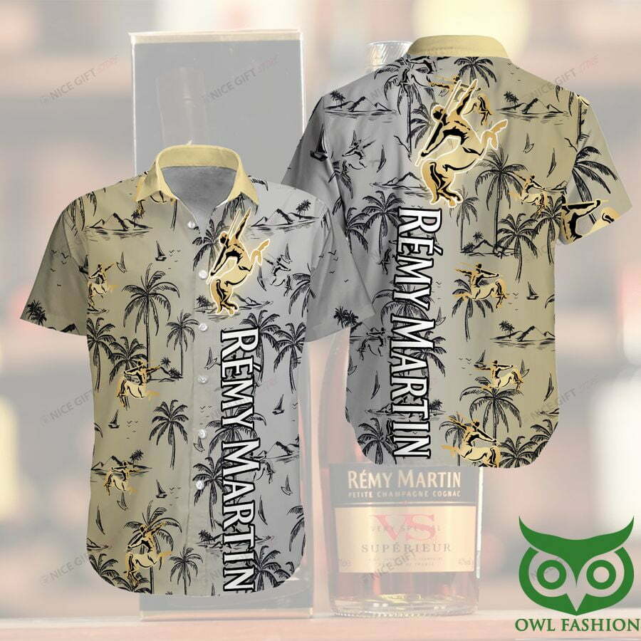 Remy Martin Half Gray Half Yellow Hawaiian Shirt - Famjoys Remy Martin Half Gray Half Yellow Hawaiian Shirt - Famjoys