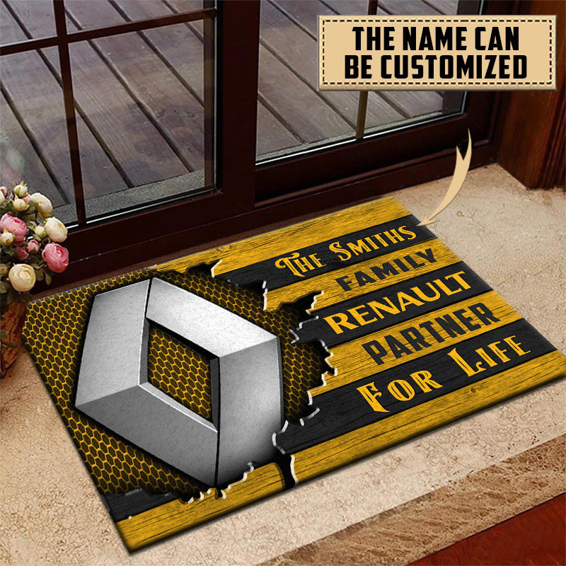 Renault Doormat Custom Name, Multicolor - Famjoys Renault Doormat Custom Name, Multicolor - Famjoys