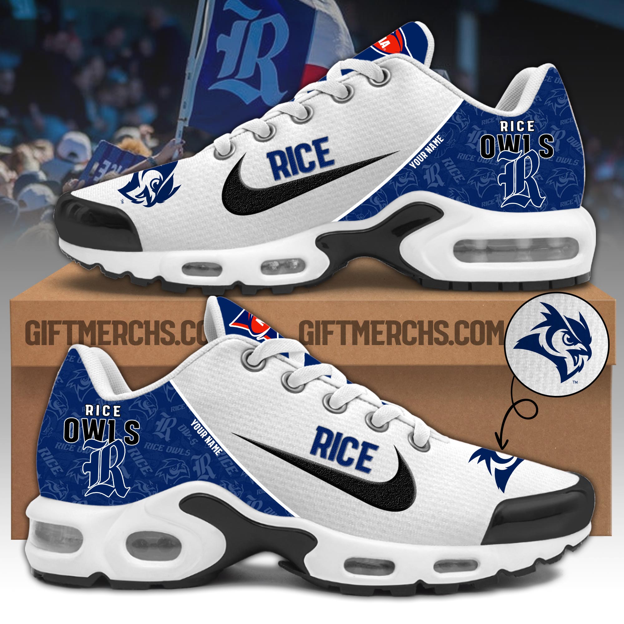 Rice Owls Personalized Shoes - Famjoys Rice Owls Personalized Shoes - Famjoys