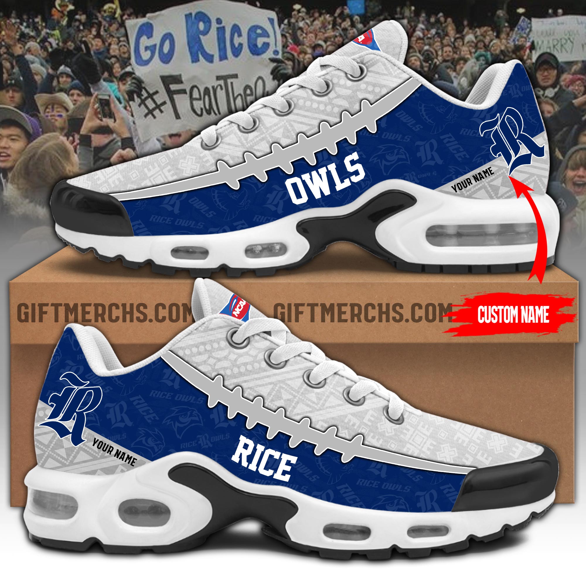 Rice Owls Personalized Shoes - Famjoys Rice Owls Personalized Shoes - Famjoys