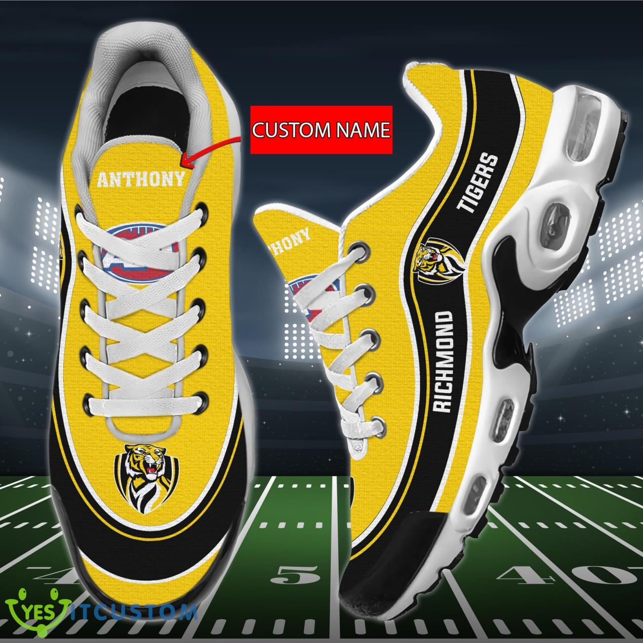 Richmond Tigers Personalized Name Air Cushion Sports Shoes Sneaker KLTNS220425 - Famjoys Richmond Tigers Personalized Name Air Cushion Sports Shoes Sneaker KLTNS220425 - Famjoys