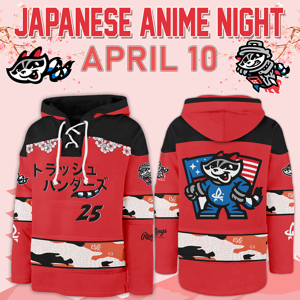 Rocket City Trash Pandas 2025 Japanese Anime Night Lace up Hoodie - Famjoys Rocket City Trash Pandas 2025 Japanese Anime Night Lace up Hoodie - Famjoys