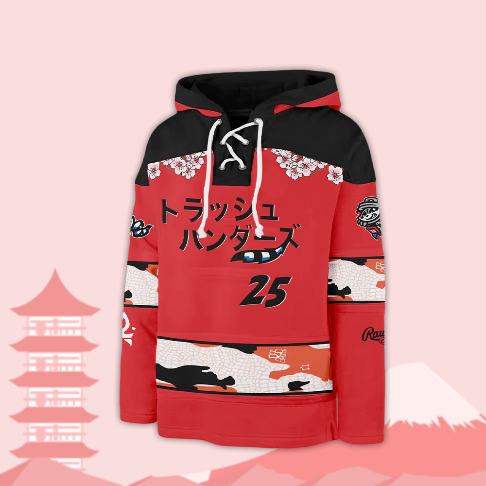 Rocket City Trash Pandas 2025 Japanese Anime Night Lace up Hoodie - Famjoys Rocket City Trash Pandas 2025 Japanese Anime Night Lace up Hoodie - Famjoys