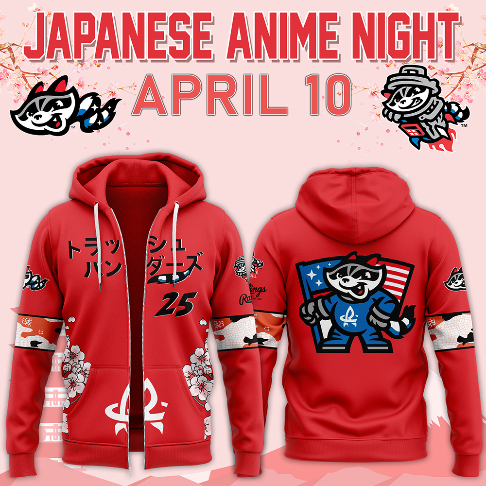 Rocket City Trash Pandas 2025 Japanese Anime Night Zip Hoodie - Famjoys Rocket City Trash Pandas 2025 Japanese Anime Night Zip Hoodie - Famjoys