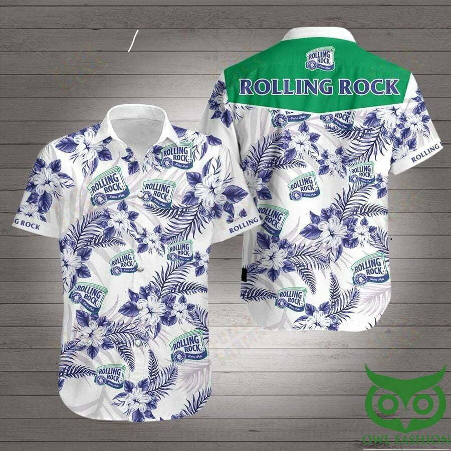 Rolling Rock Music Floral Dark Blue Hawaiian Shirt - Famjoys Rolling Rock Music Floral Dark Blue Hawaiian Shirt - Famjoys