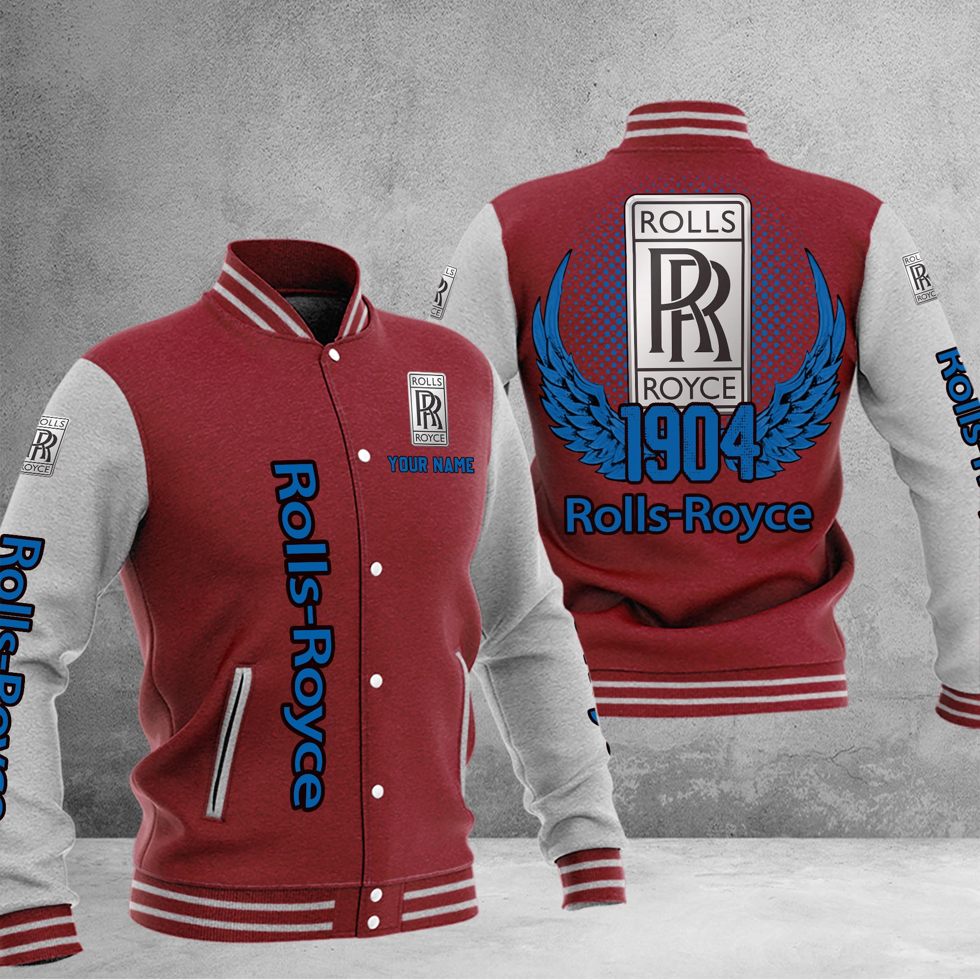 Rolls Royce DMHJ1075 Baseball Jacket Multicolor - Famjoys Rolls Royce DMHJ1075 Baseball Jacket Multicolor - Famjoys