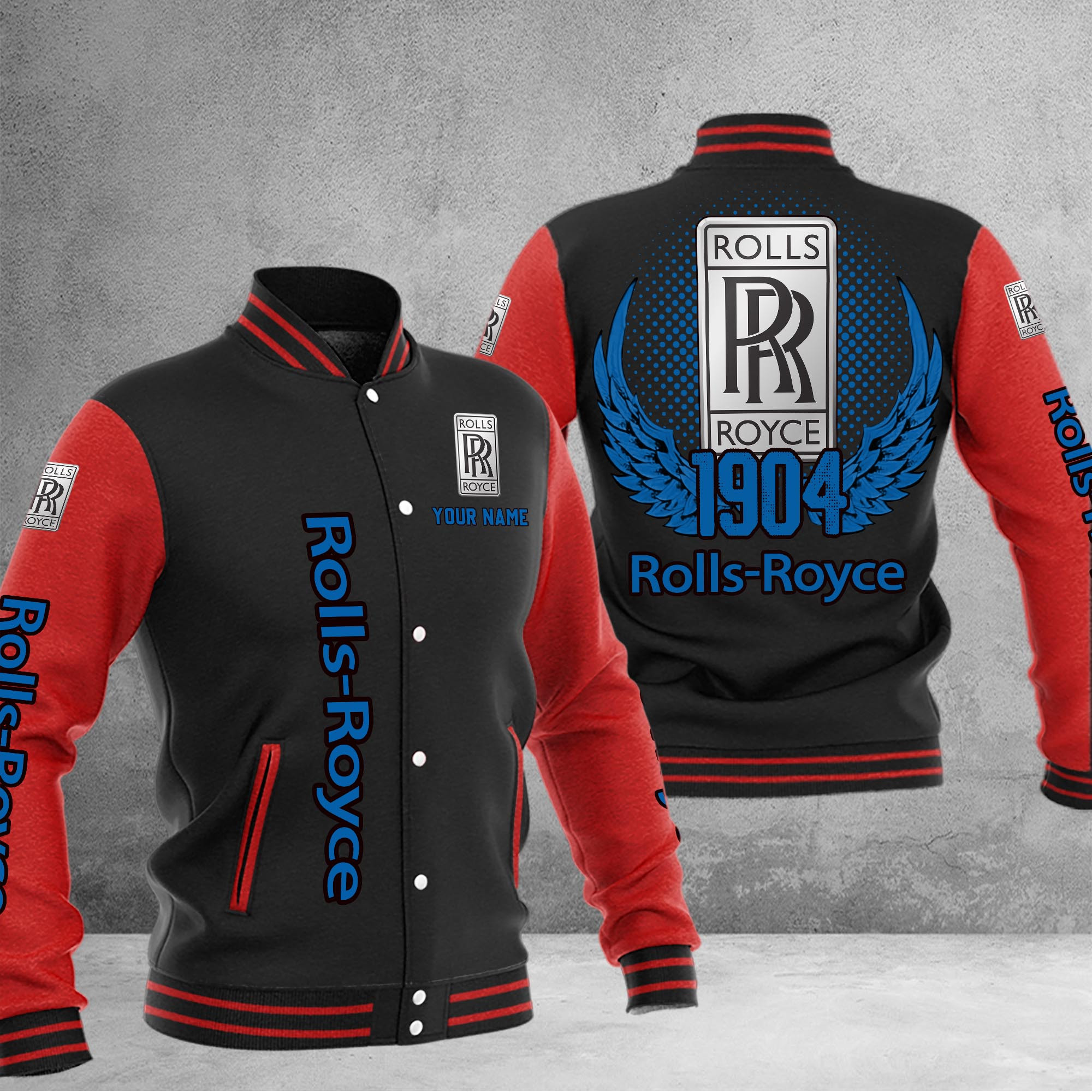 Rolls Royce DMHJ1075 Baseball Jacket Multicolor - Famjoys Rolls Royce DMHJ1075 Baseball Jacket Multicolor - Famjoys
