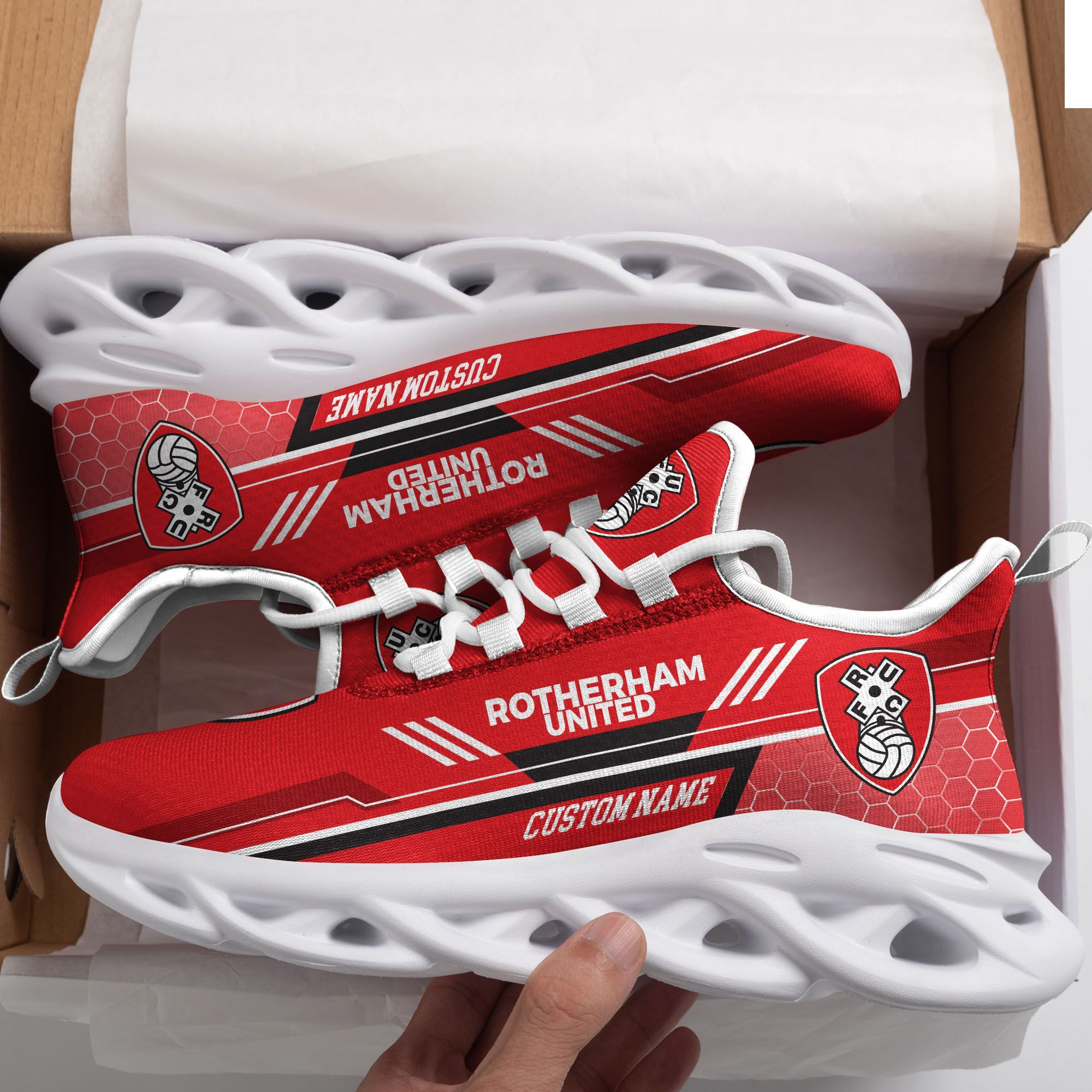 Rotherham United Custom Personalized Max Soul Sneakers Shoes - Famjoys Rotherham United Custom Personalized Max Soul Sneakers Shoes - Famjoys