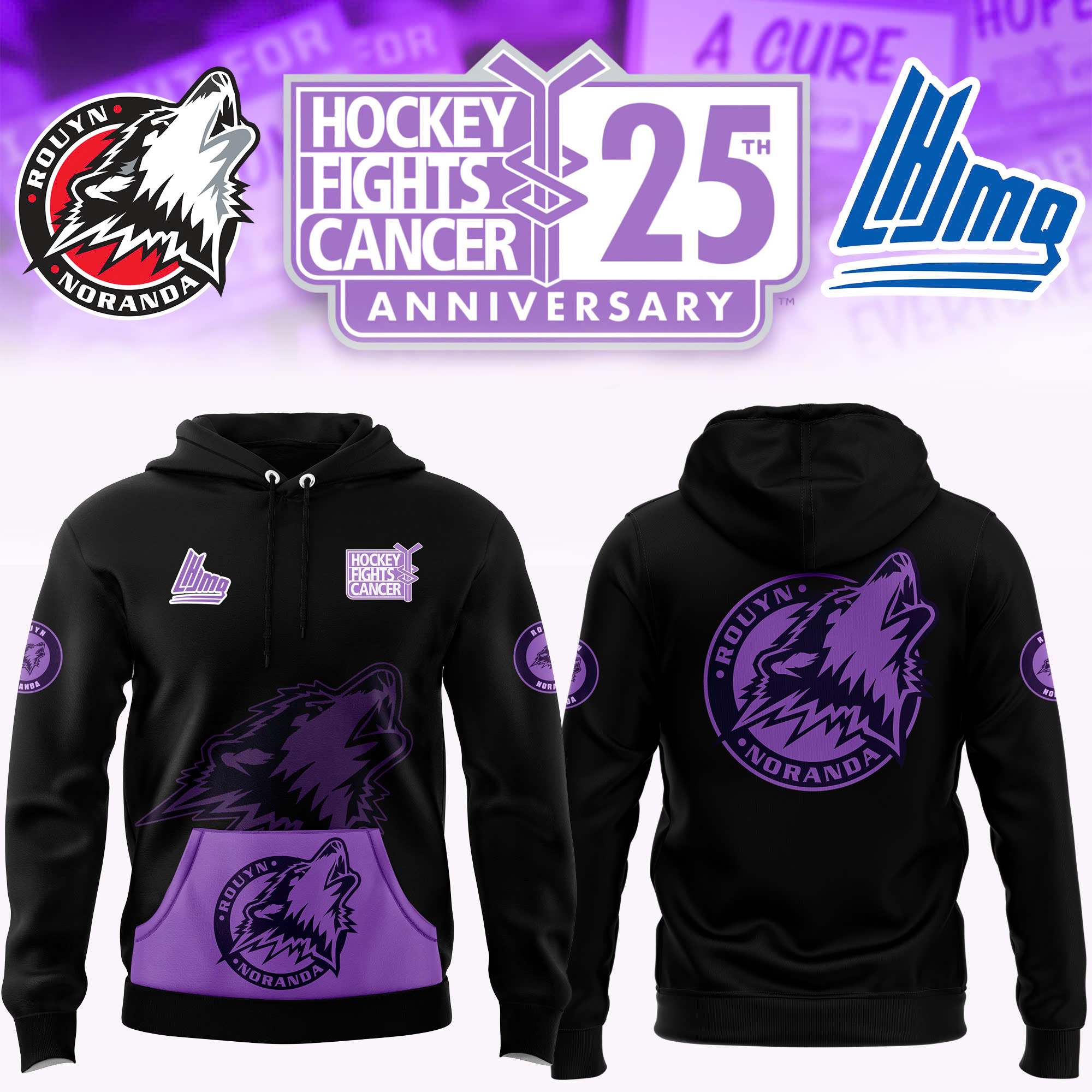 Rouyn-Noranda Huskies Hockey Fight Cancer Hoodie - Famjoys Rouyn-Noranda Huskies Hockey Fight Cancer Hoodie - Famjoys