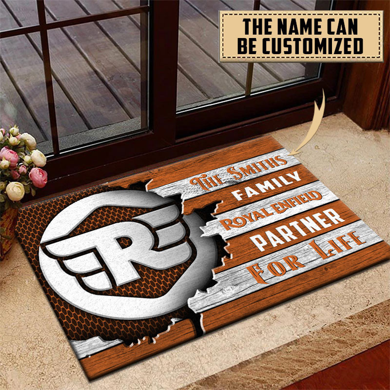 Royal Enfield Doormat Custom Name, Multicolor - Famjoys Royal Enfield Doormat Custom Name, Multicolor - Famjoys