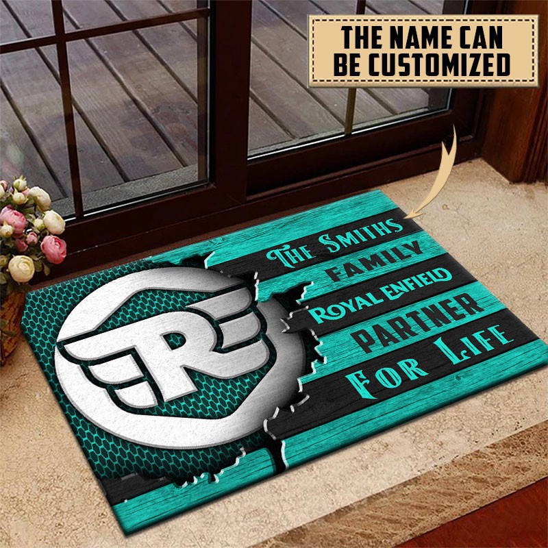 Royal Enfield Doormat Custom Name, Multicolor - Famjoys Royal Enfield Doormat Custom Name, Multicolor - Famjoys