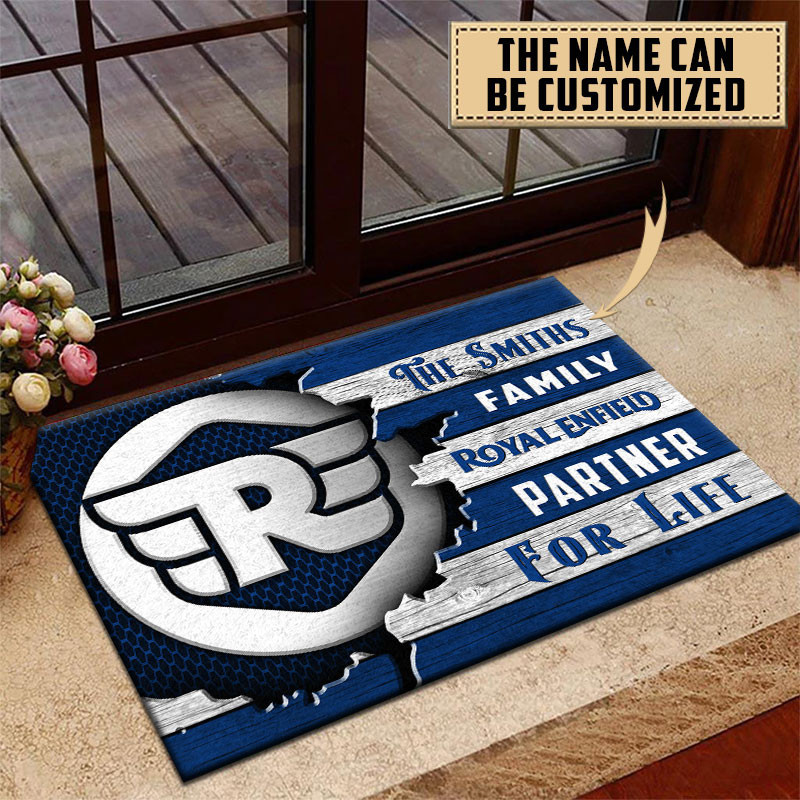 Royal Enfield Doormat Custom Name, Multicolor - Famjoys Royal Enfield Doormat Custom Name, Multicolor - Famjoys