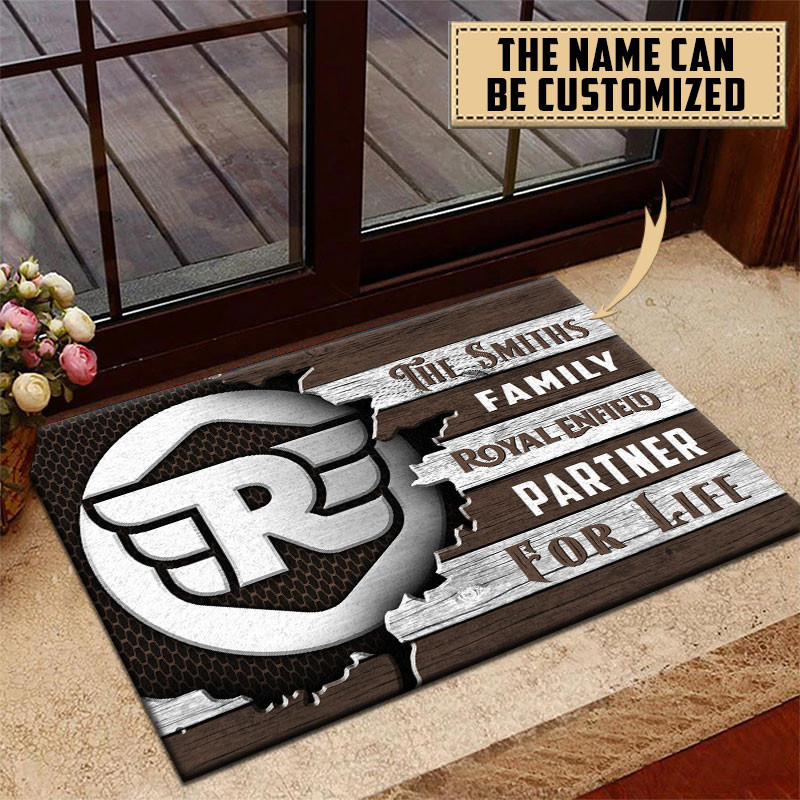 Royal Enfield Doormat Custom Name, Multicolor - Famjoys Royal Enfield Doormat Custom Name, Multicolor - Famjoys