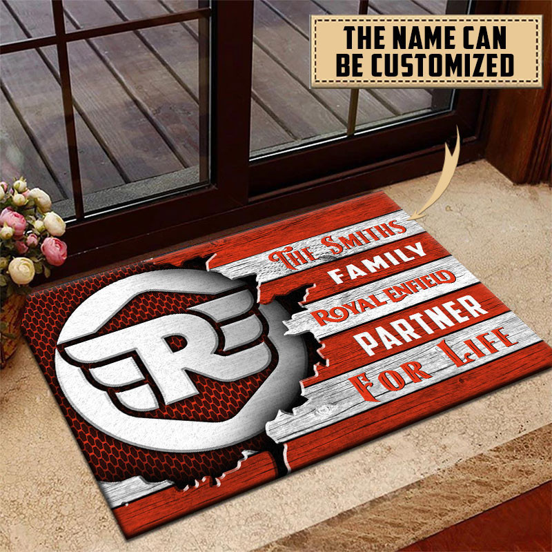 Royal Enfield Doormat Custom Name, Multicolor - Famjoys Royal Enfield Doormat Custom Name, Multicolor - Famjoys