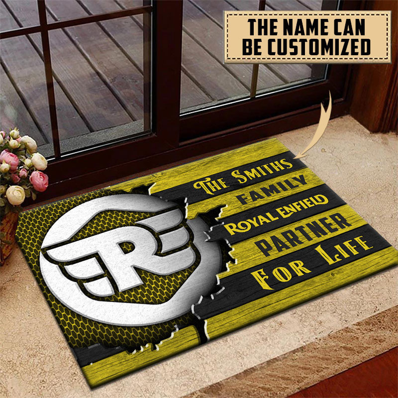 Royal Enfield Doormat Custom Name, Multicolor - Famjoys Royal Enfield Doormat Custom Name, Multicolor - Famjoys