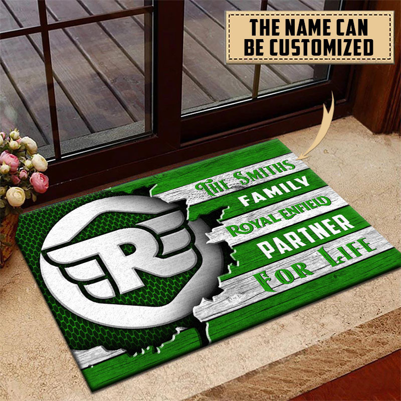 Royal Enfield Doormat Custom Name, Multicolor - Famjoys Royal Enfield Doormat Custom Name, Multicolor - Famjoys