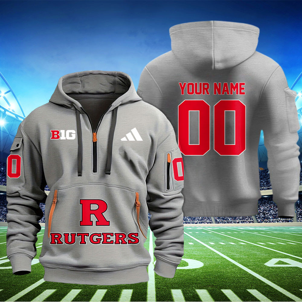 Rutgers Scarlet Knights Football Quarter Zip Hoodie - Famjoys Rutgers Scarlet Knights Football Quarter Zip Hoodie - Famjoys