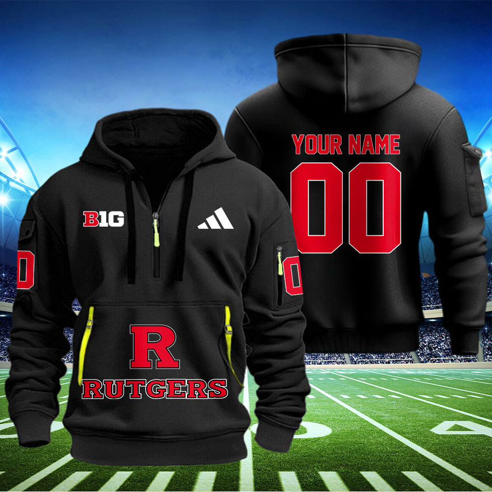 Rutgers Scarlet Knights Football Quarter Zip Hoodie - Famjoys Rutgers Scarlet Knights Football Quarter Zip Hoodie - Famjoys