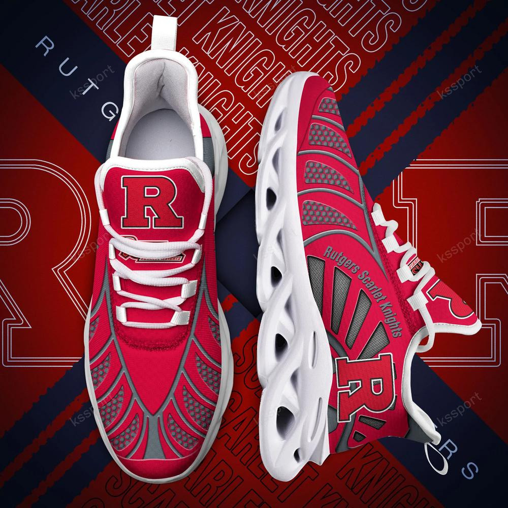 Rutgers Scarlet Knights Max Soul Clunky, Black And White Running Shoes - Famjoys Rutgers Scarlet Knights Max Soul Clunky, Black And White Running Shoes - Famjoys