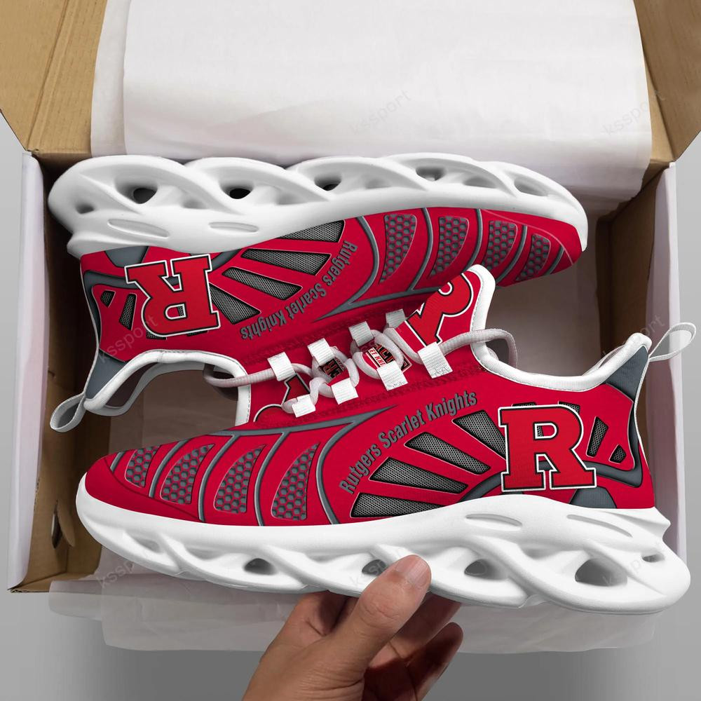 Rutgers Scarlet Knights Max Soul Clunky, Black And White Running Shoes - Famjoys Rutgers Scarlet Knights Max Soul Clunky, Black And White Running Shoes - Famjoys