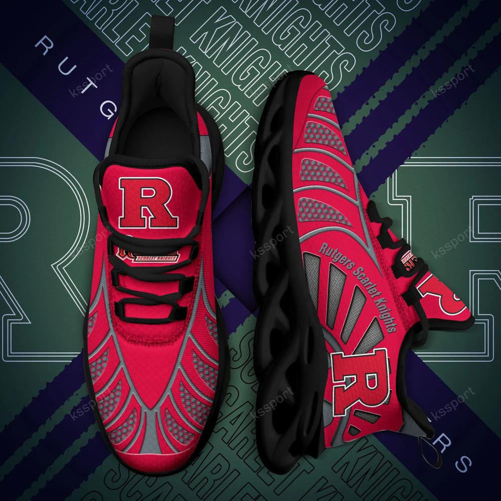 Rutgers Scarlet Knights Max Soul Clunky, Black And White Running Shoes - Famjoys Rutgers Scarlet Knights Max Soul Clunky, Black And White Running Shoes - Famjoys