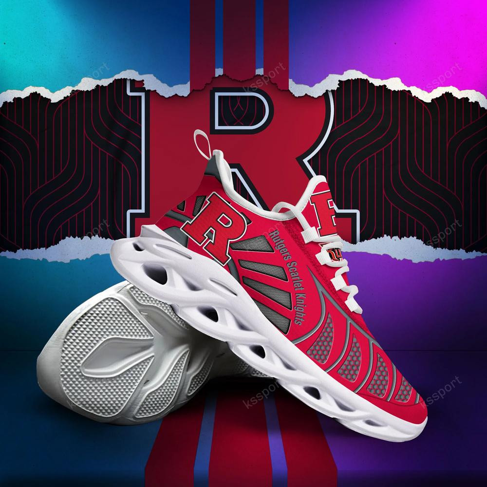 Rutgers Scarlet Knights Max Soul Clunky, Black And White Running Shoes - Famjoys Rutgers Scarlet Knights Max Soul Clunky, Black And White Running Shoes - Famjoys