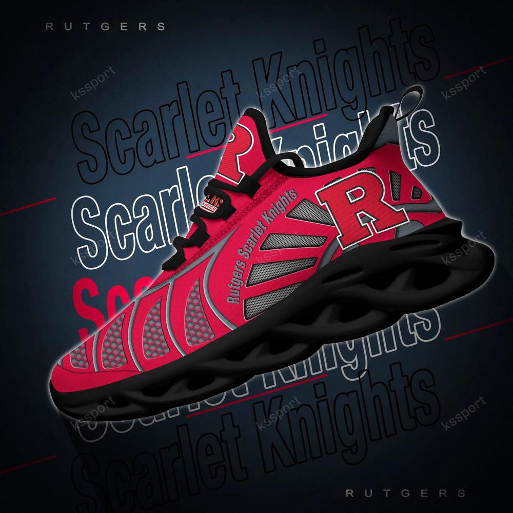 Rutgers Scarlet Knights Max Soul Clunky, Black And White Running Shoes - Famjoys Rutgers Scarlet Knights Max Soul Clunky, Black And White Running Shoes - Famjoys
