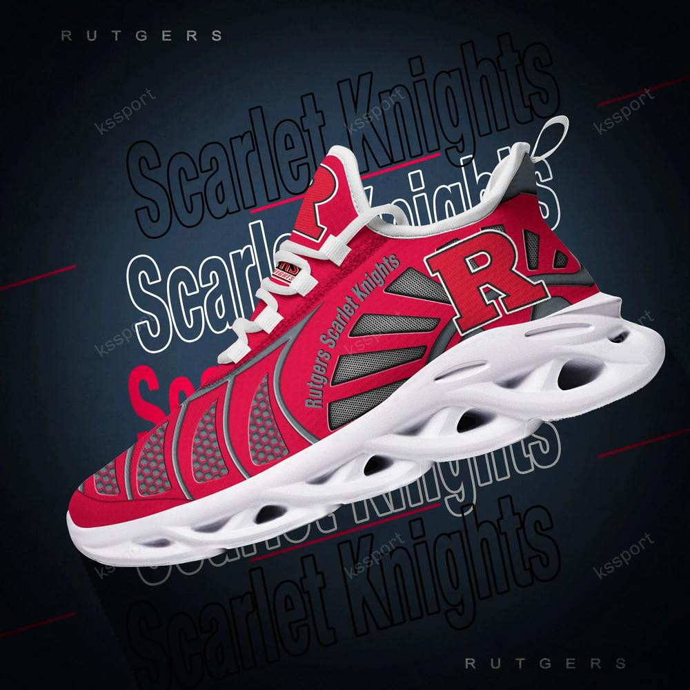 Rutgers Scarlet Knights Max Soul Clunky, Black And White Running Shoes - Famjoys Rutgers Scarlet Knights Max Soul Clunky, Black And White Running Shoes - Famjoys